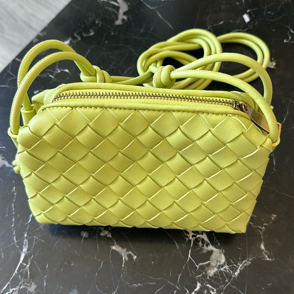 BV inspired Cute Green Woven Leather Crossbody Bag
